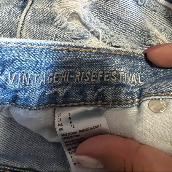 AEO Vintage Hi Rise Festival Distressed Denim Shorts - Picture 7 of 8